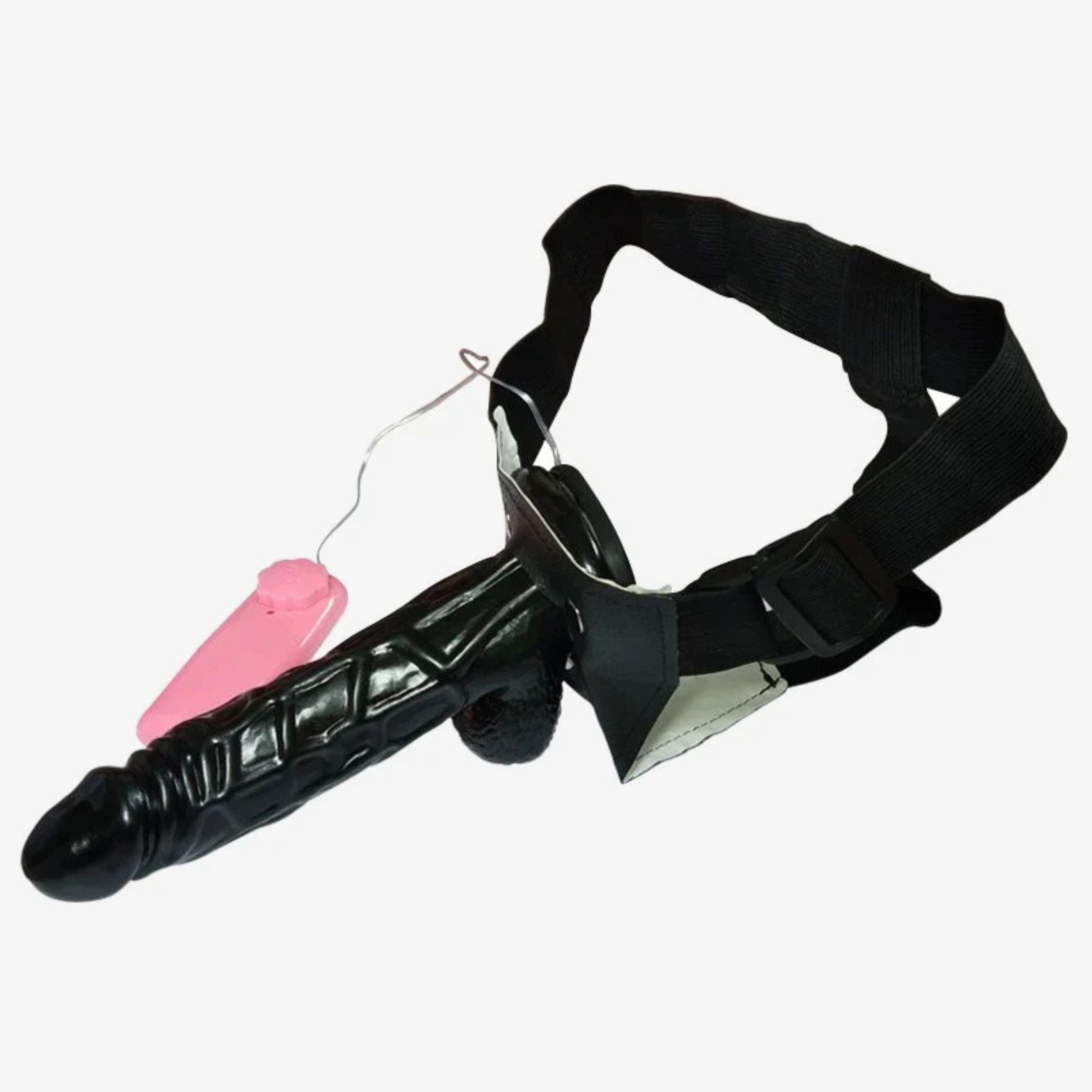 SOLID STRAP ON DILDO WITH VIBRATION BLACK